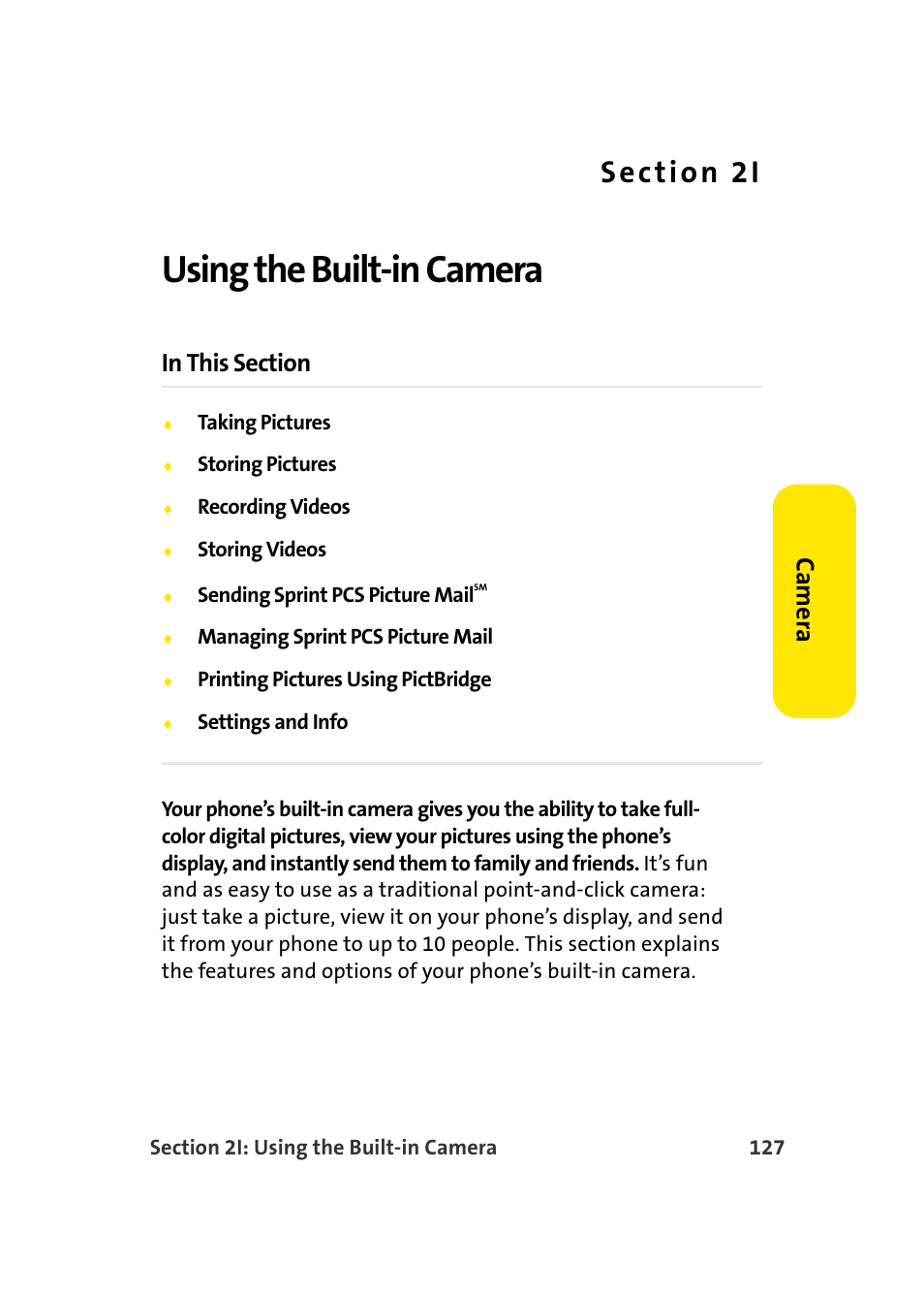 Using the built-in camera, 2i. using the built-in camera, Ca m e ra | Samsung SPH-A960TSSXAR User Manual | Page 151 / 272