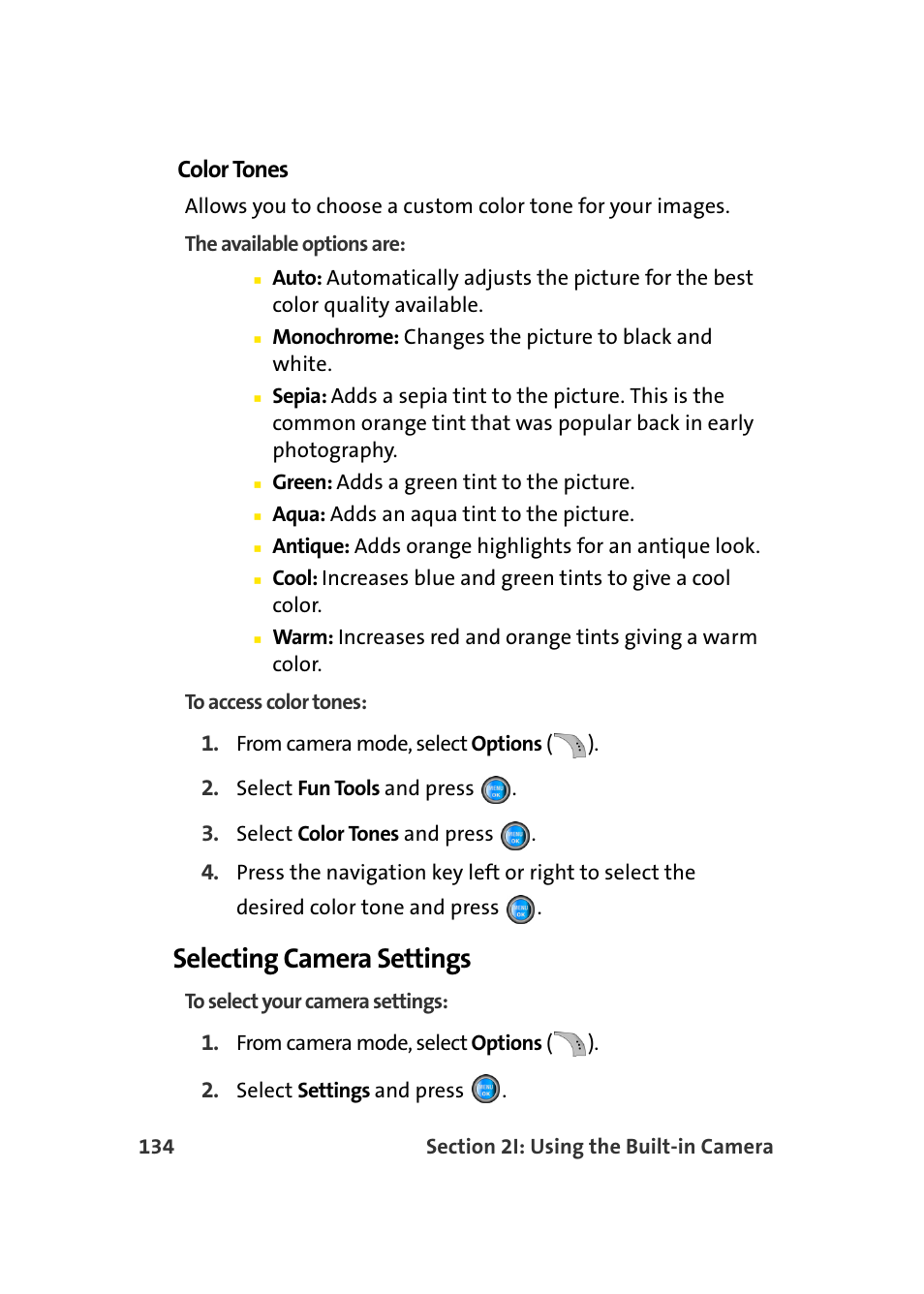 Selecting camera settings, Color tones | Samsung SPH-A960TSSXAR User Manual | Page 158 / 272