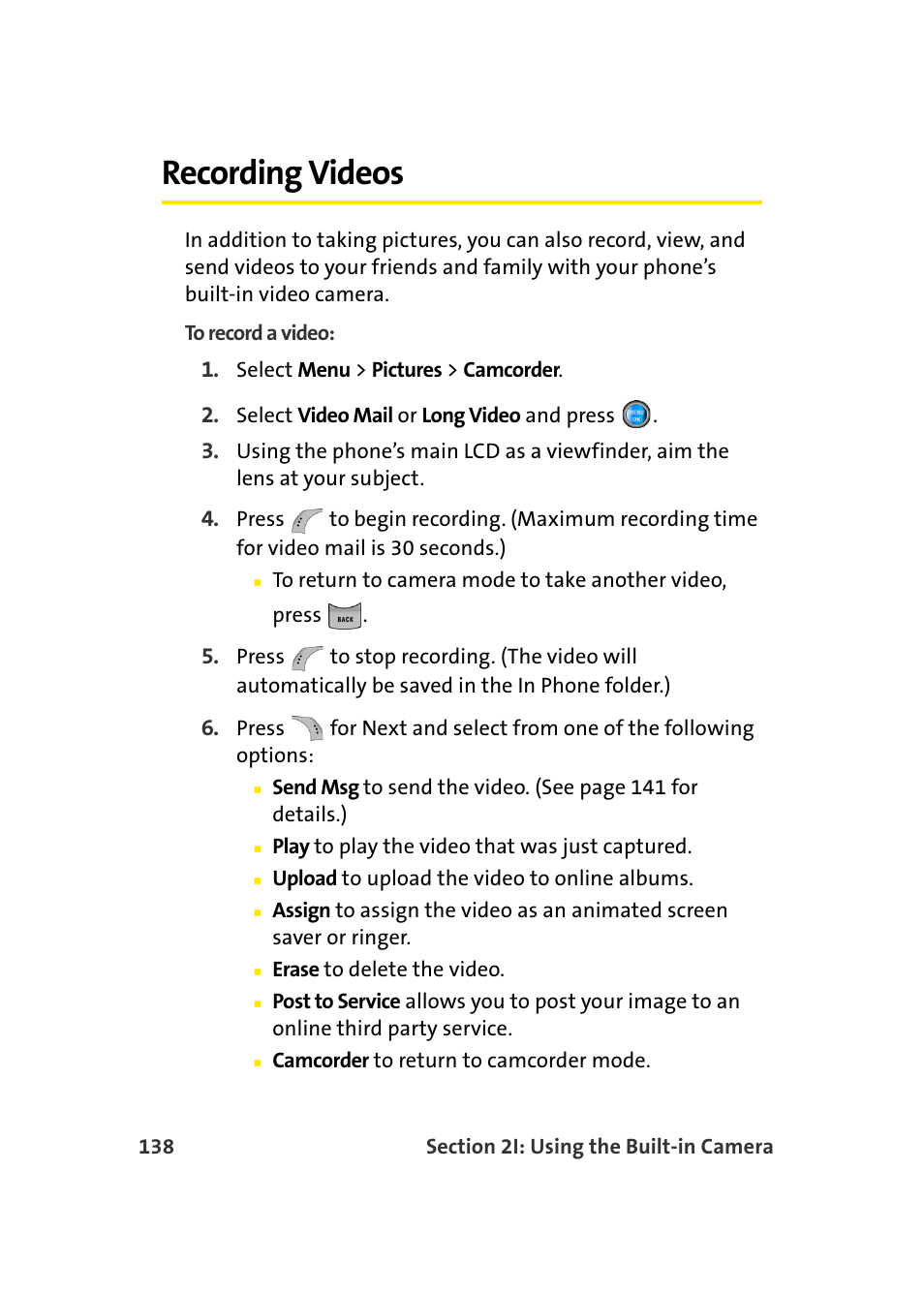 Recording videos | Samsung SPH-A960TSSXAR User Manual | Page 162 / 272