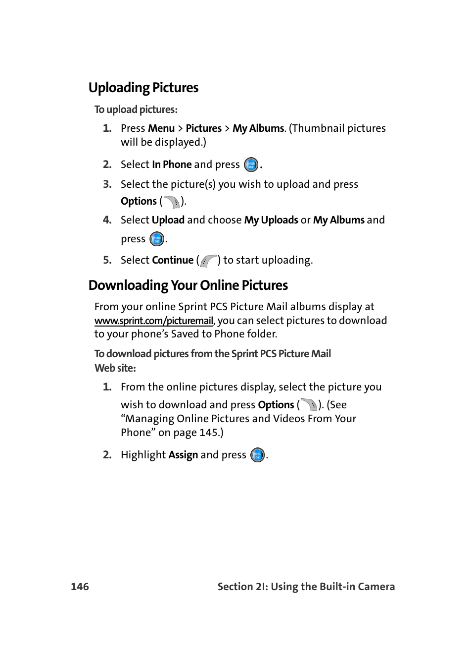 Uploading pictures, Downloading your online pictures | Samsung SPH-A960TSSXAR User Manual | Page 170 / 272