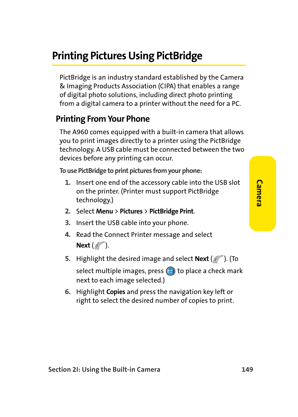 Printing pictures using pictbridge, Printing from your phone | Samsung SPH-A960TSSXAR User Manual | Page 173 / 272