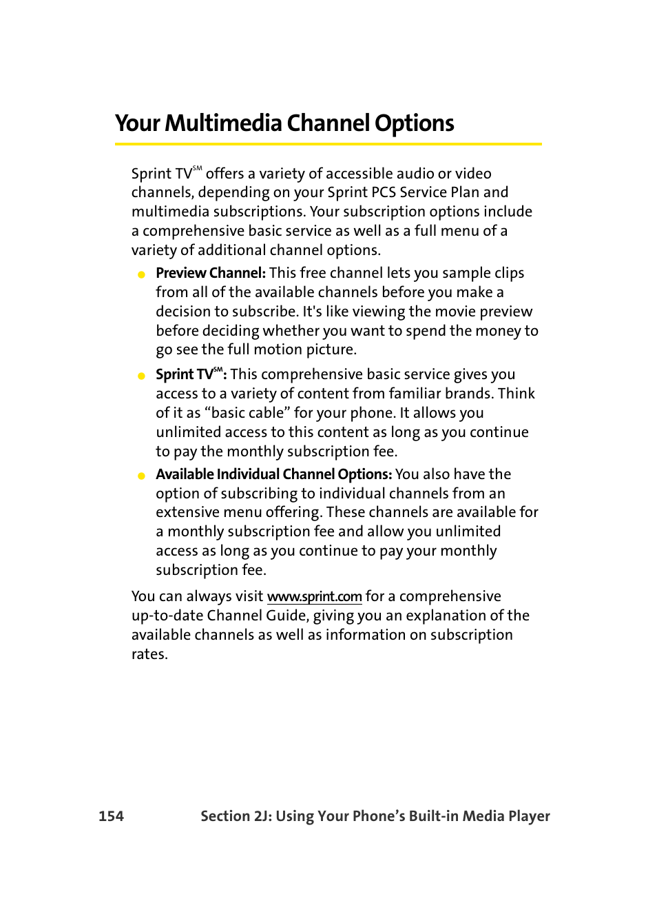Your multimedia channel options | Samsung SPH-A960TSSXAR User Manual | Page 178 / 272