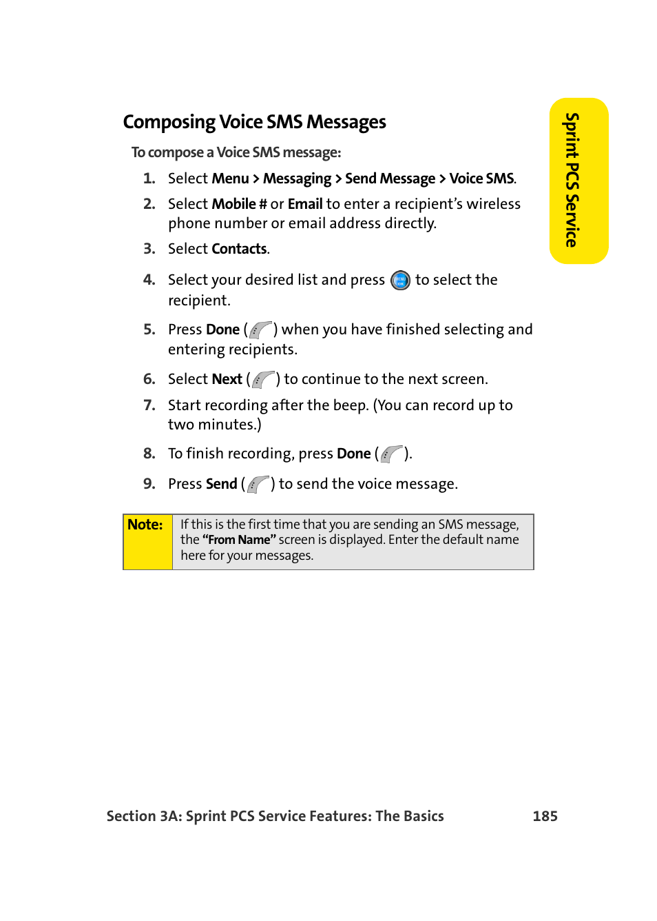 Composing voice sms messages | Samsung SPH-A960TSSXAR User Manual | Page 209 / 272