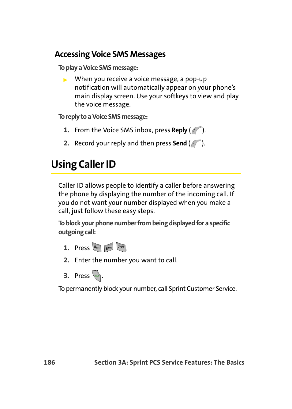 Accessing voice sms messages, Using caller id | Samsung SPH-A960TSSXAR User Manual | Page 210 / 272