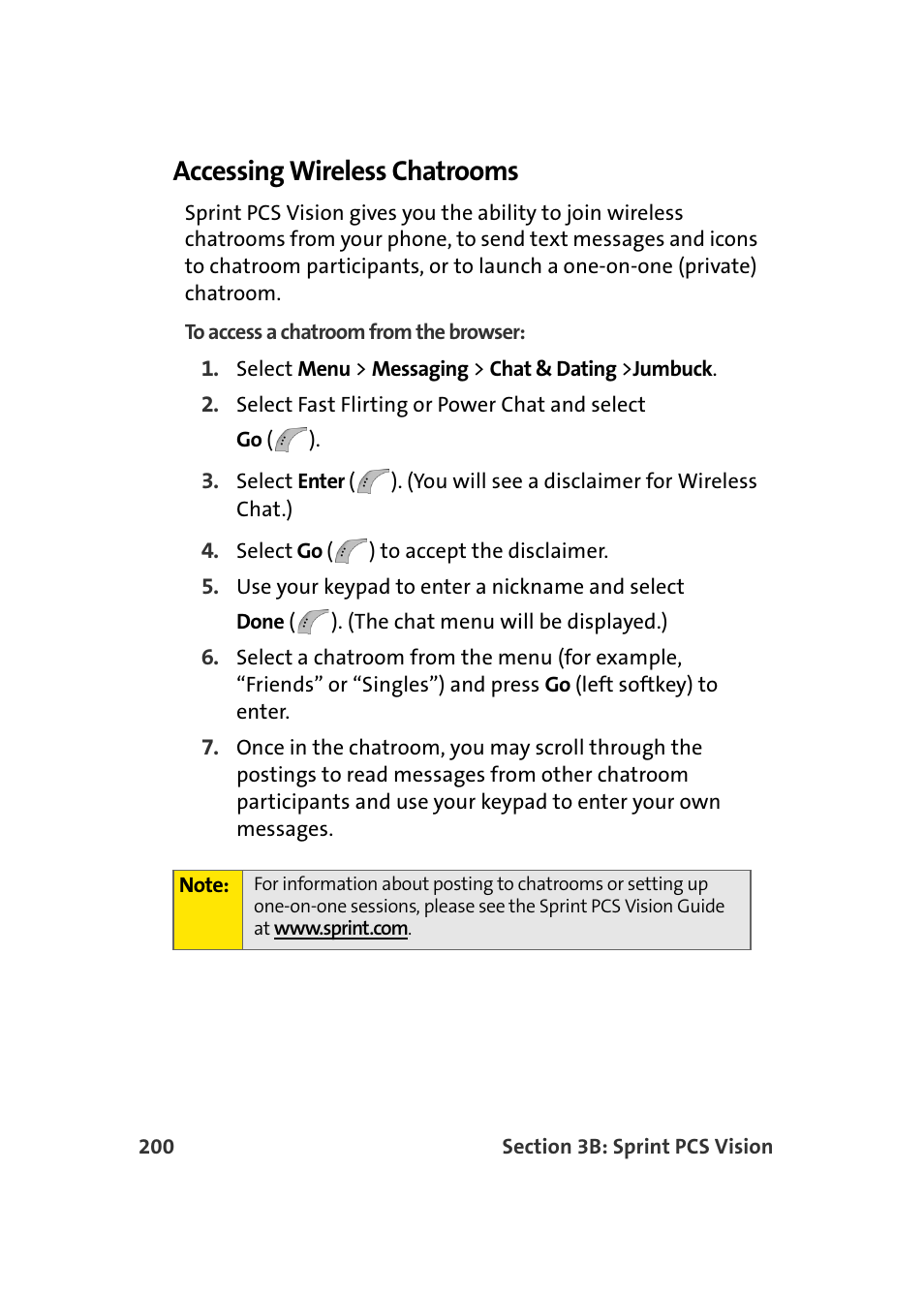 Accessing wireless chatrooms | Samsung SPH-A960TSSXAR User Manual | Page 224 / 272