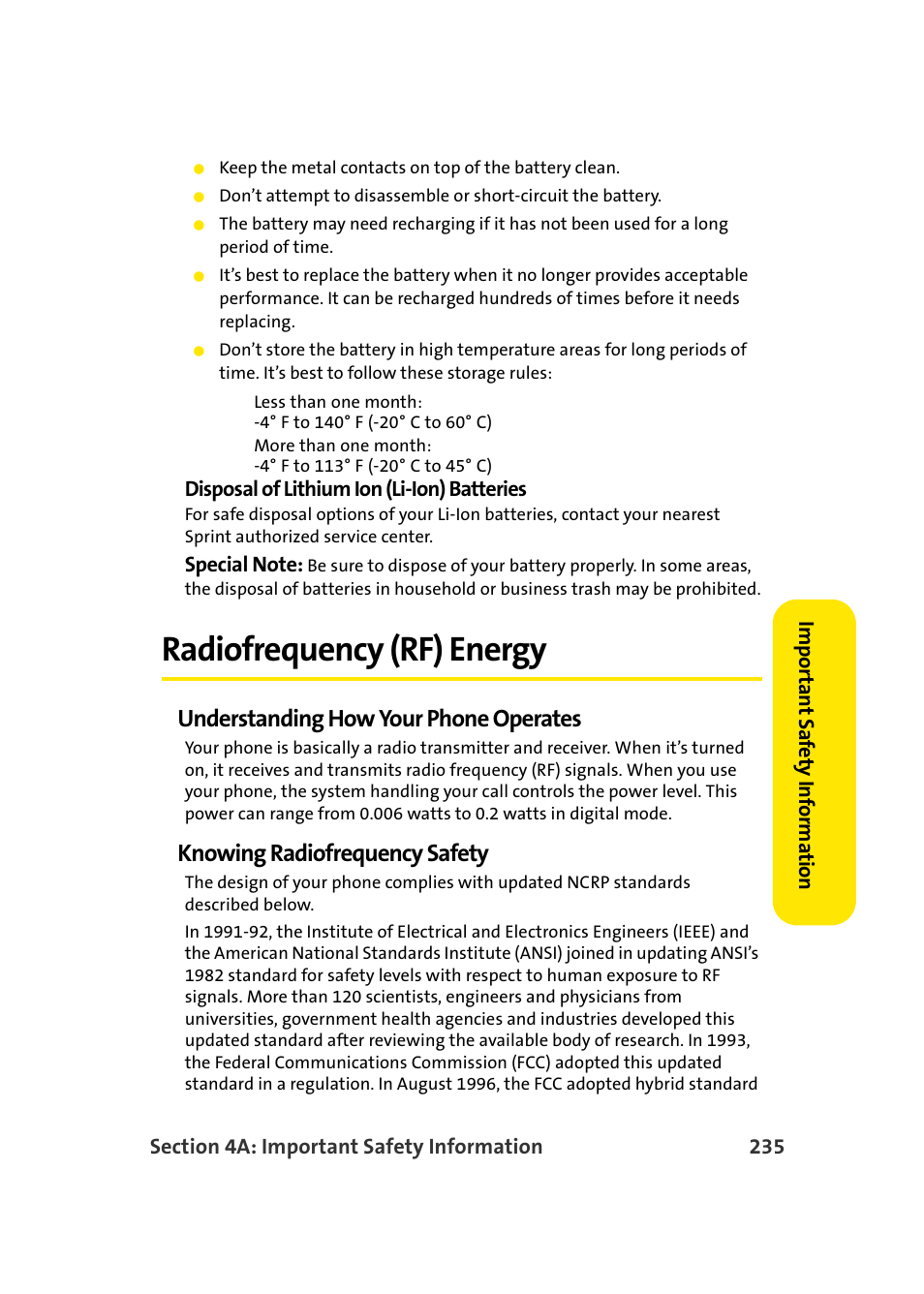 Radiofrequency (rf) energy, Understanding how your phone operates, Knowing radiofrequency safety | Samsung SPH-A960TSSXAR User Manual | Page 259 / 272