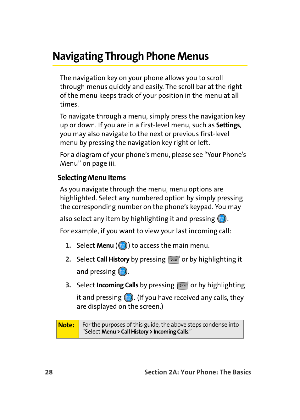 Navigating through phone menus | Samsung SPH-A960TSSXAR User Manual | Page 52 / 272
