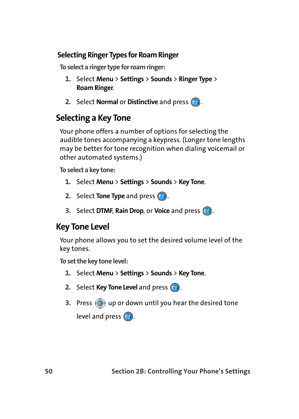 Selecting a key tone, Key tone level | Samsung SPH-A960TSSXAR User Manual | Page 74 / 272