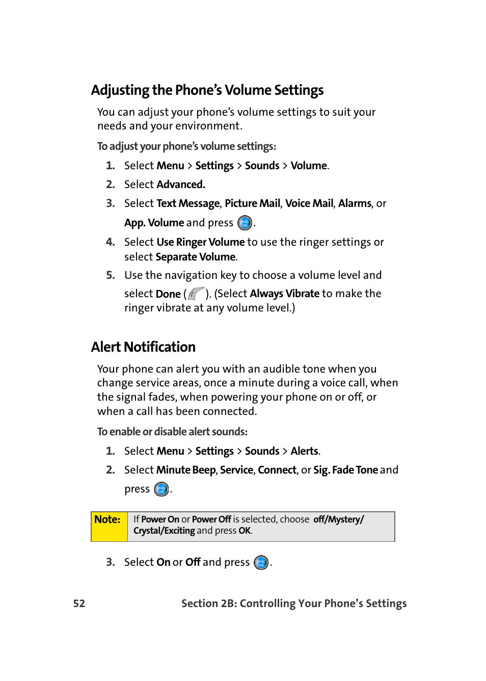 Adjusting the phone’s volume settings, Alert notification | Samsung SPH-A960TSSXAR User Manual | Page 76 / 272