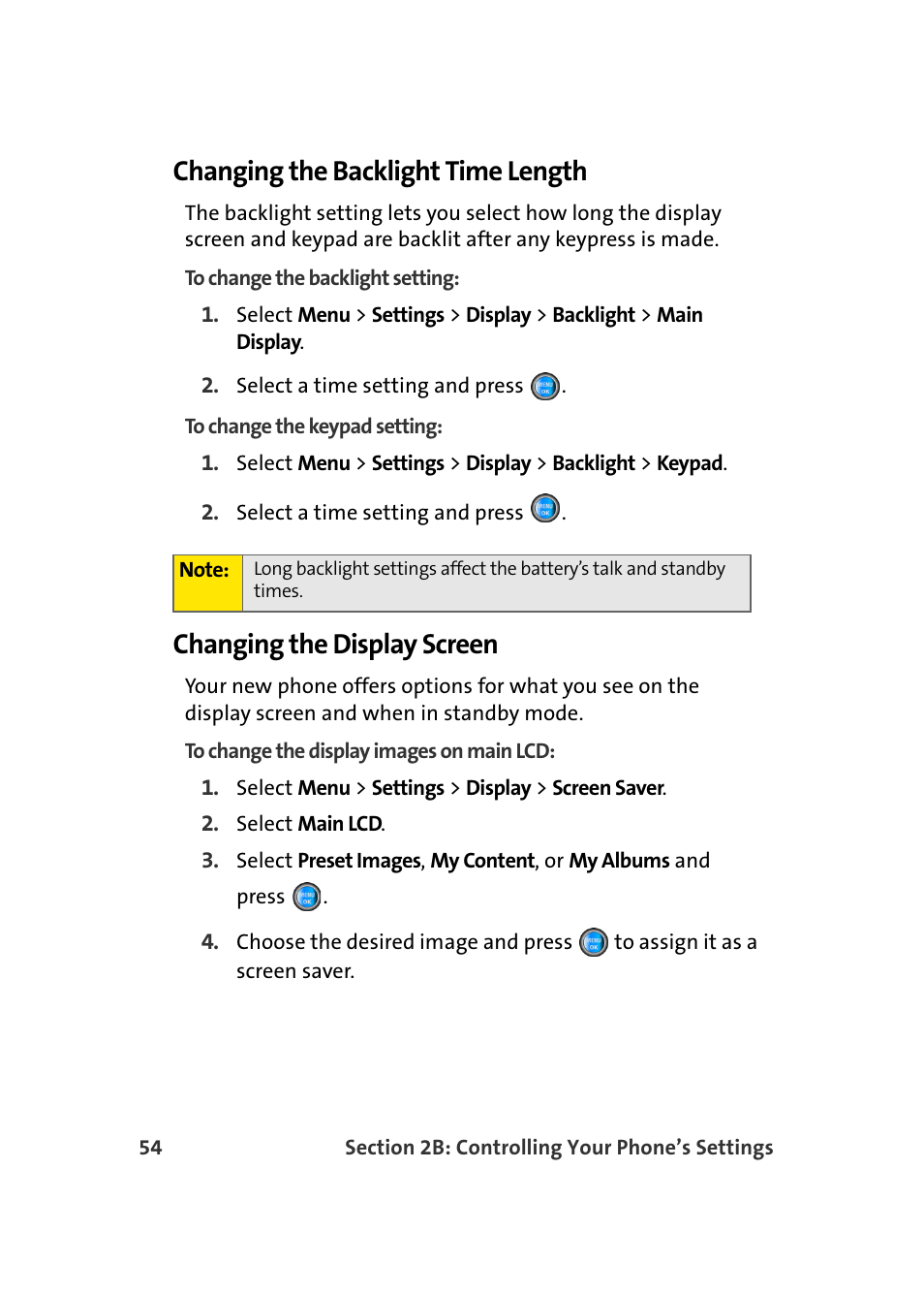 Changing the backlight time length, Changing the display screen | Samsung SPH-A960TSSXAR User Manual | Page 78 / 272