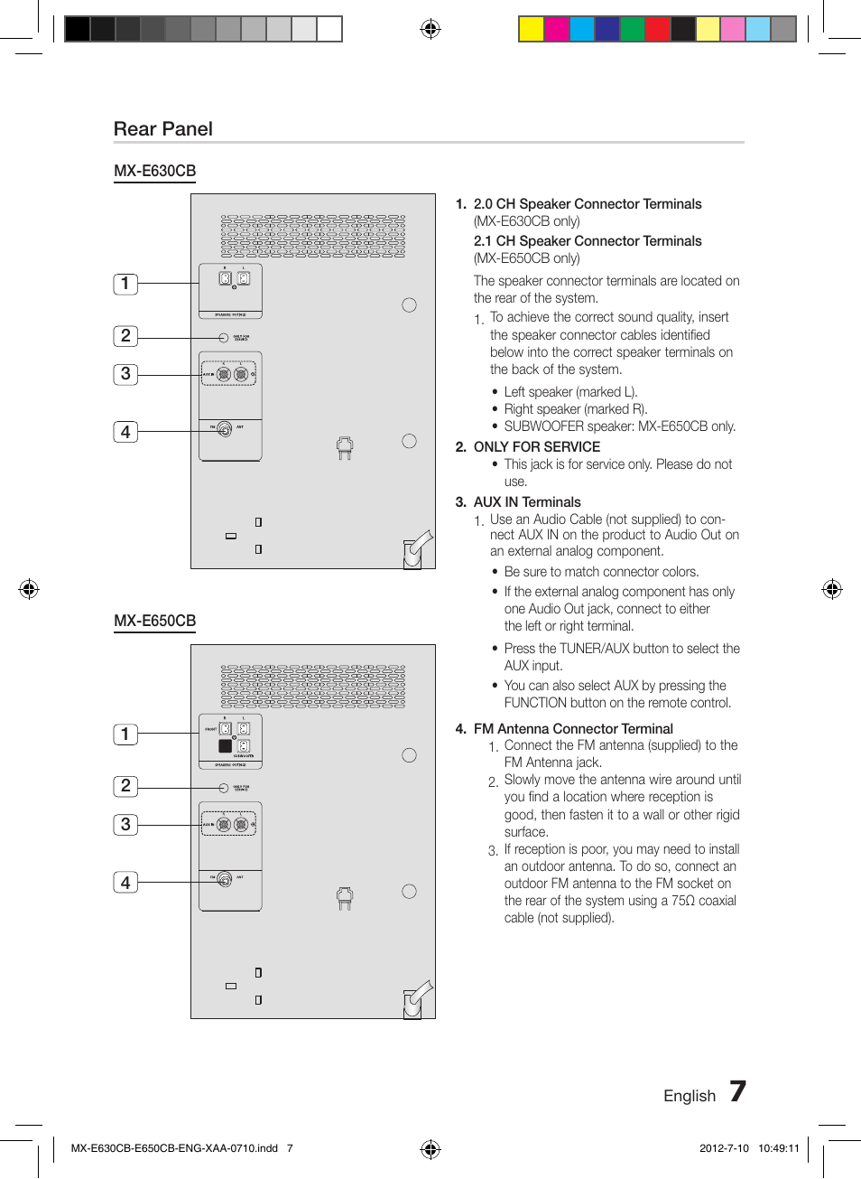Rear panel | Samsung MX-E650CB-ZA User Manual | Page 7 / 19