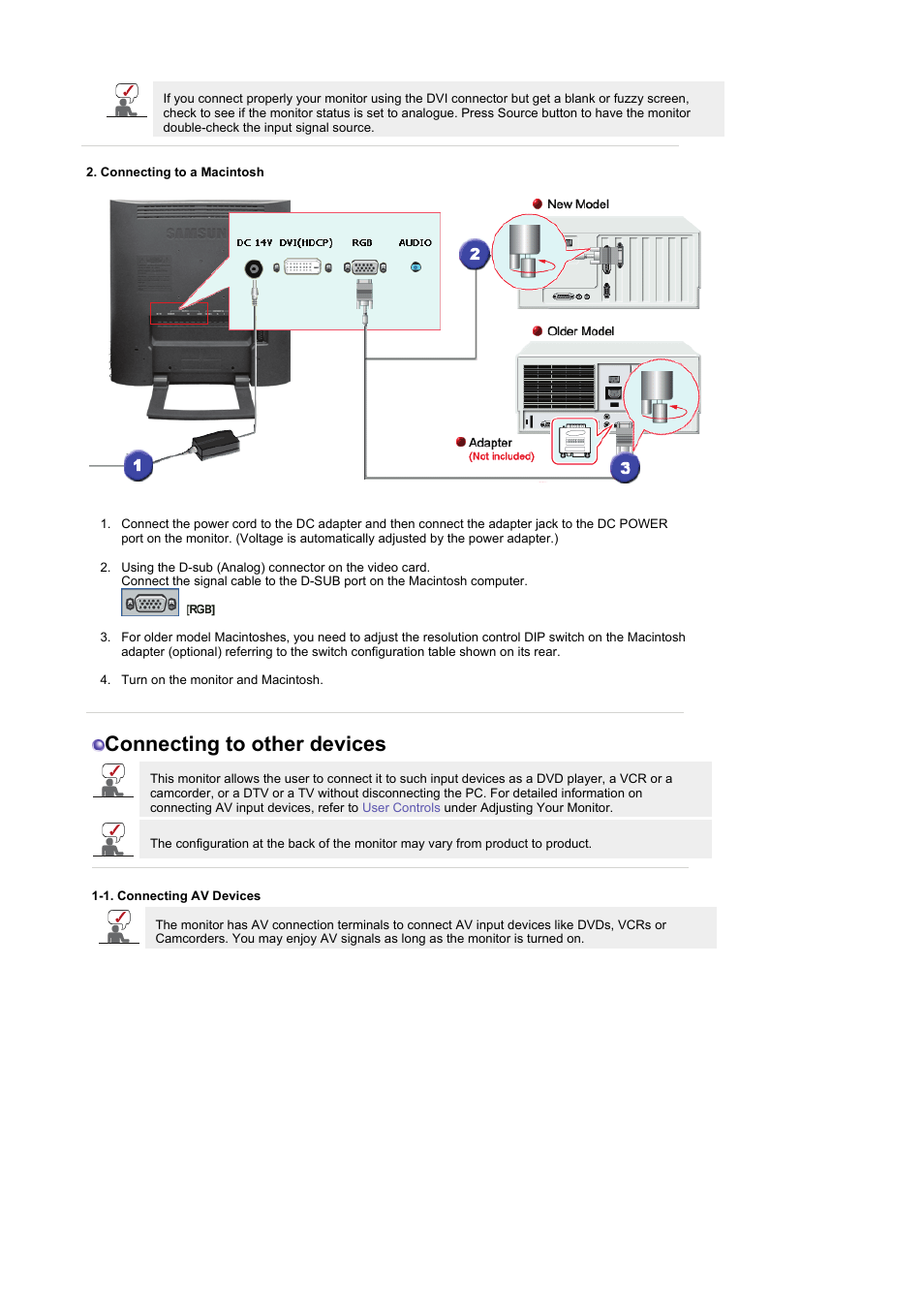 Connecting to other devices | Samsung LS19RTUSSZ-XAZ User Manual | Page 19 / 57