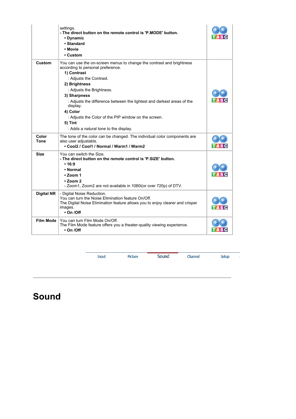Sound | Samsung LS19RTUSSZ-XAZ User Manual | Page 34 / 57