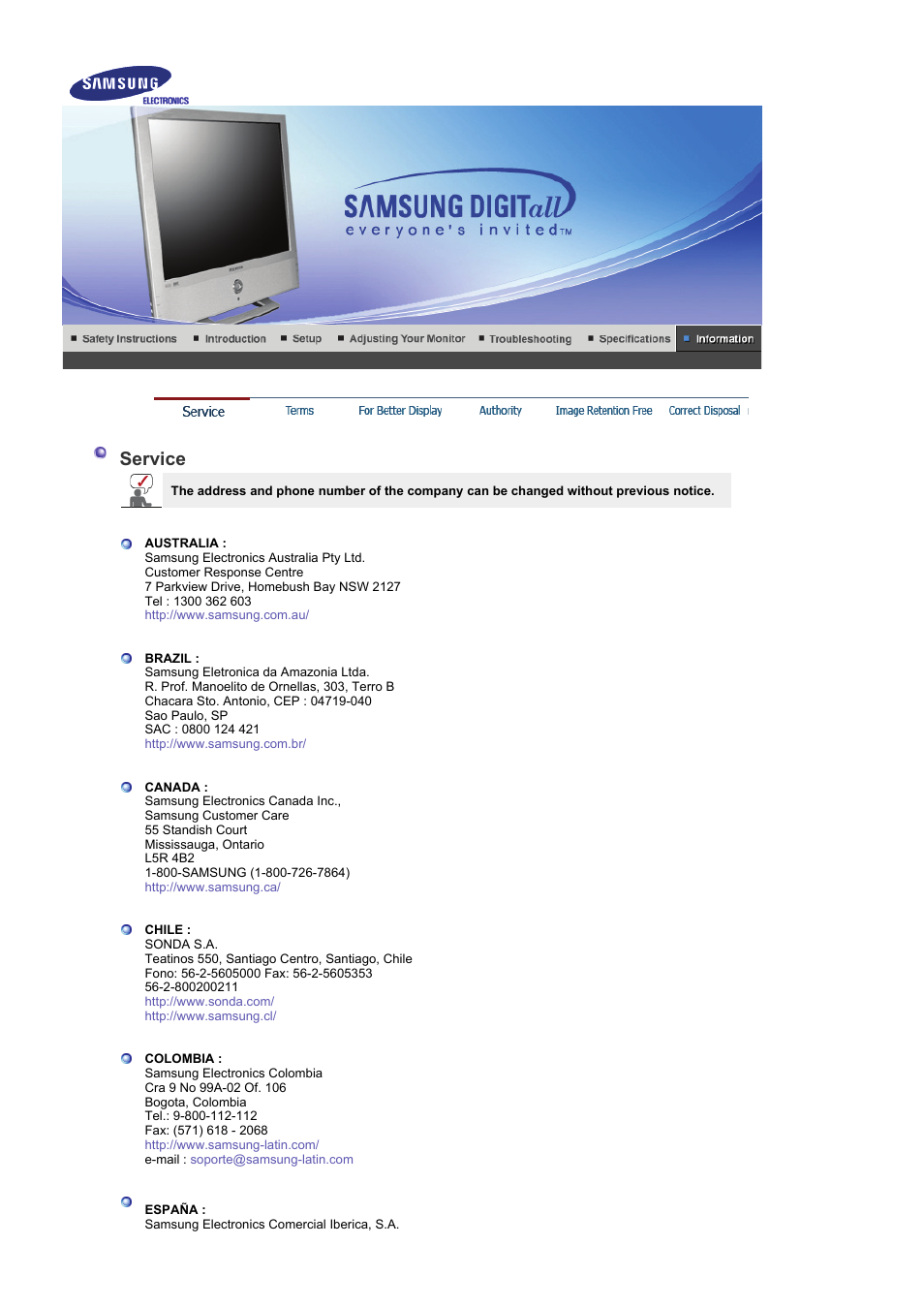 Service, Terms | Samsung LS19RTUSSZ-XAZ User Manual | Page 49 / 57
