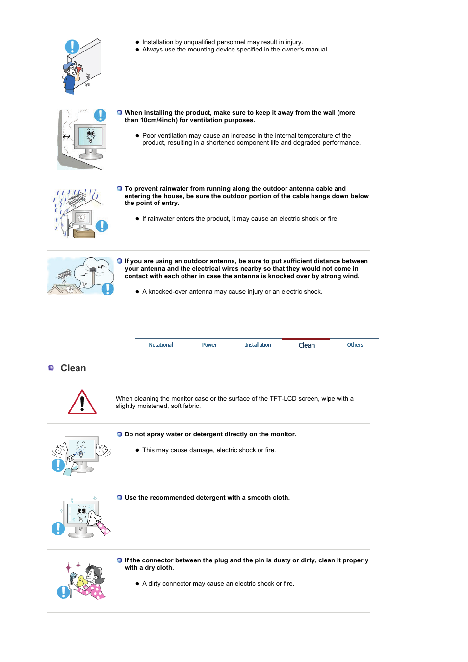 Others, Clean | Samsung LS19RTUSSZ-XAZ User Manual | Page 5 / 57