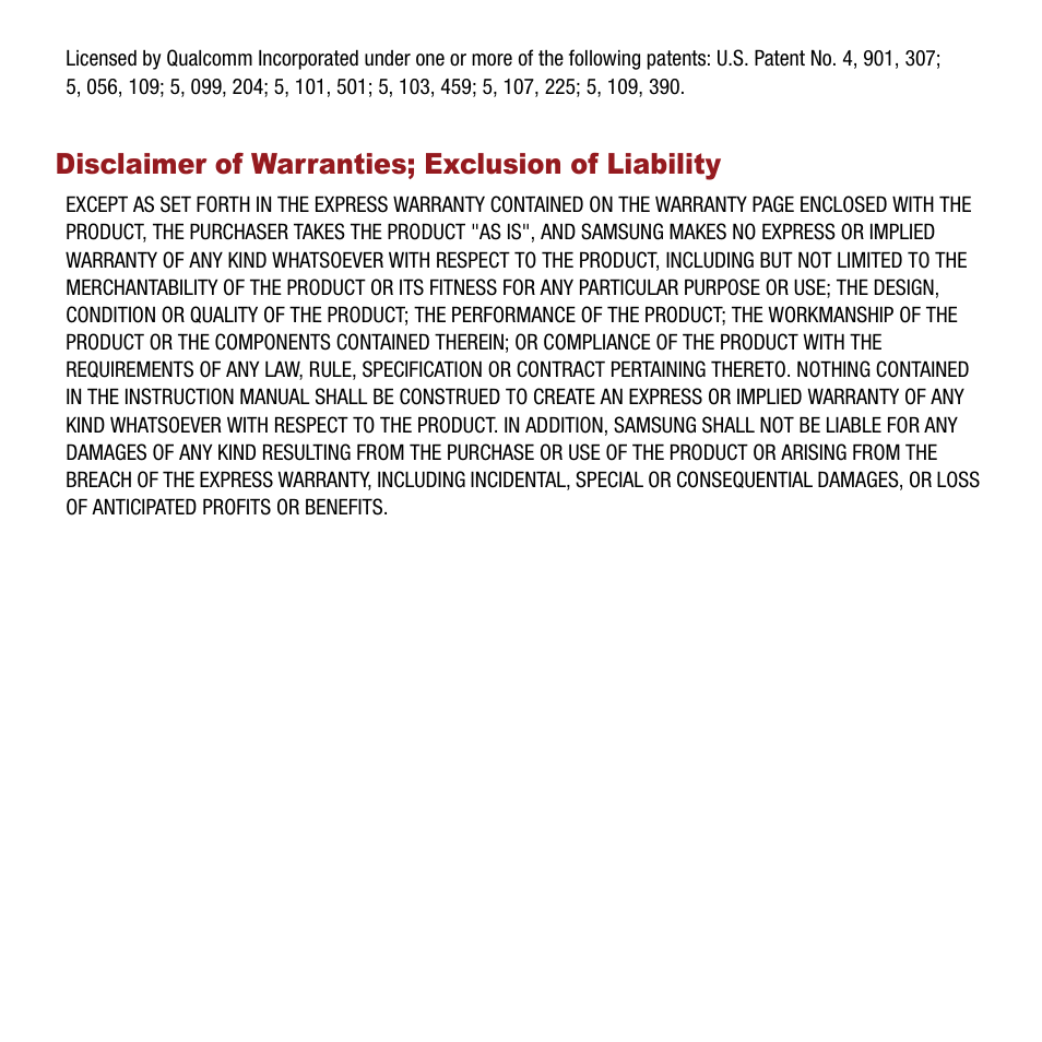 Disclaimer of warranties; exclusion of liability | Samsung SPH-M310ZKAVMU User Manual | Page 3 / 94