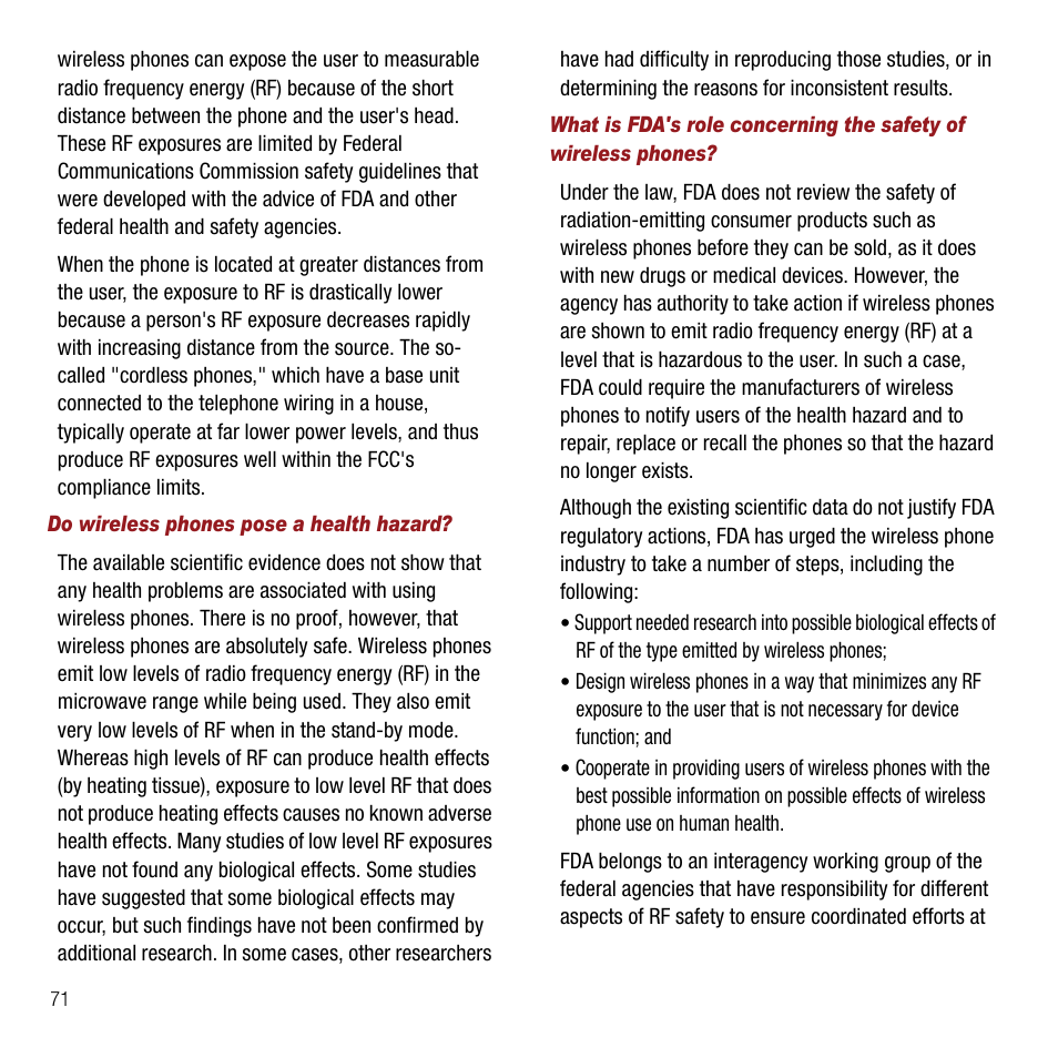 Do wireless phones pose a health hazard | Samsung SPH-M310ZKAVMU User Manual | Page 74 / 94