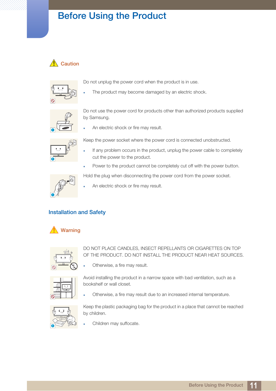 Installation and safety, Before using the product | Samsung LS19B220NW-ZA User Manual | Page 11 / 93