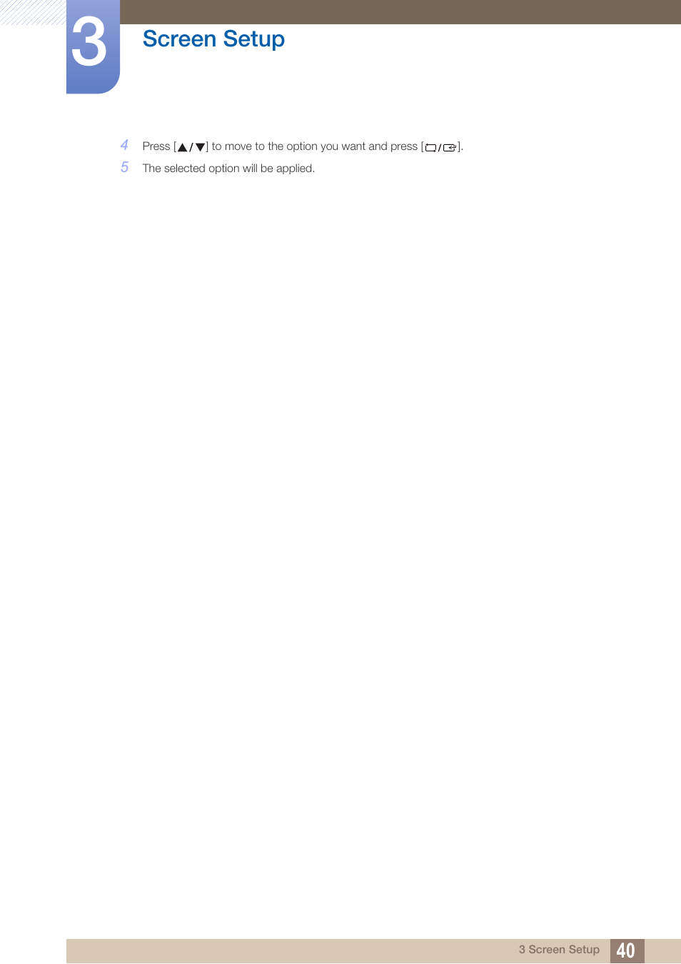 Screen setup | Samsung LS19B220NW-ZA User Manual | Page 40 / 93