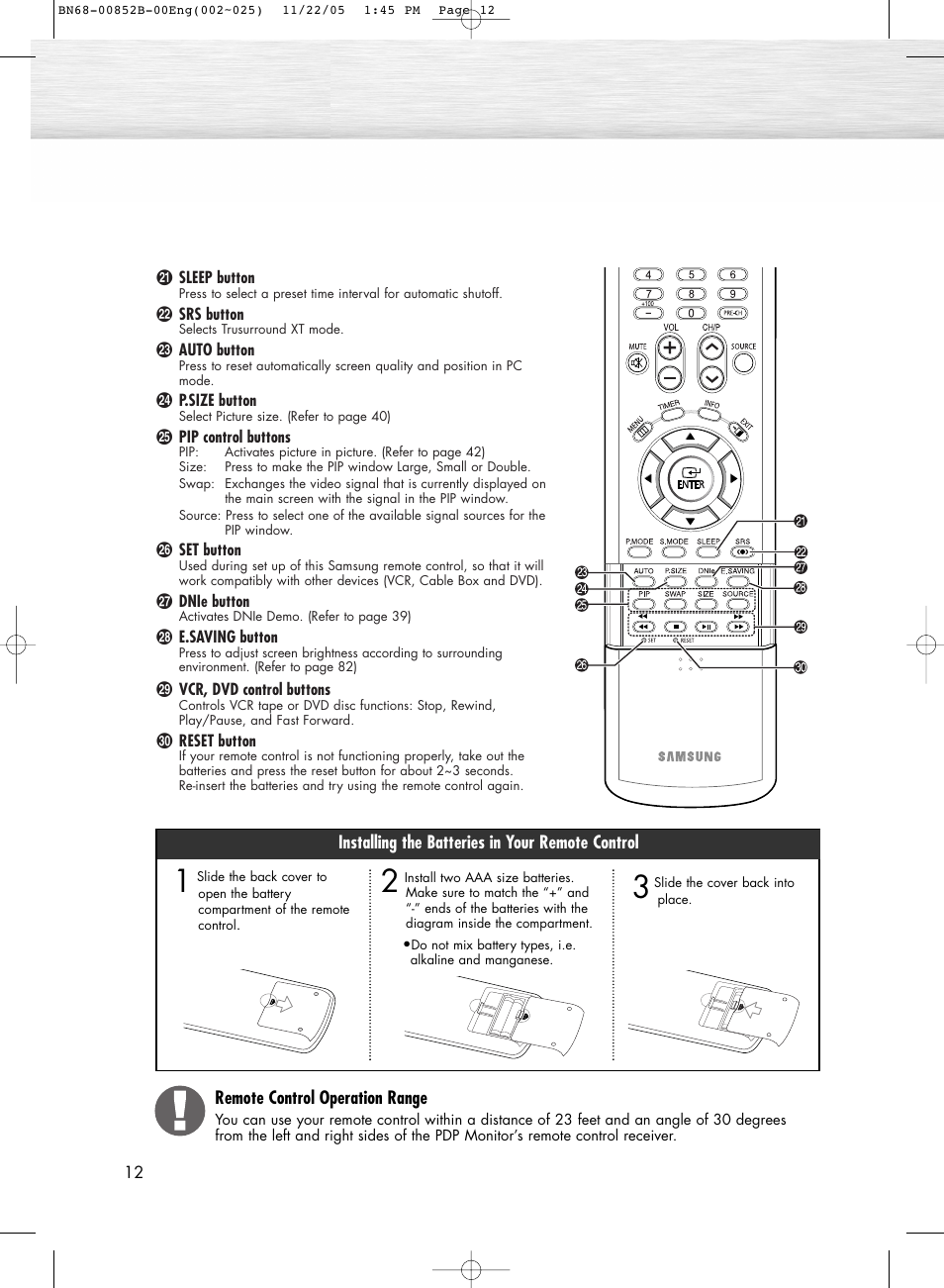 Samsung HPR8082X-XAA User Manual | Page 12 / 92