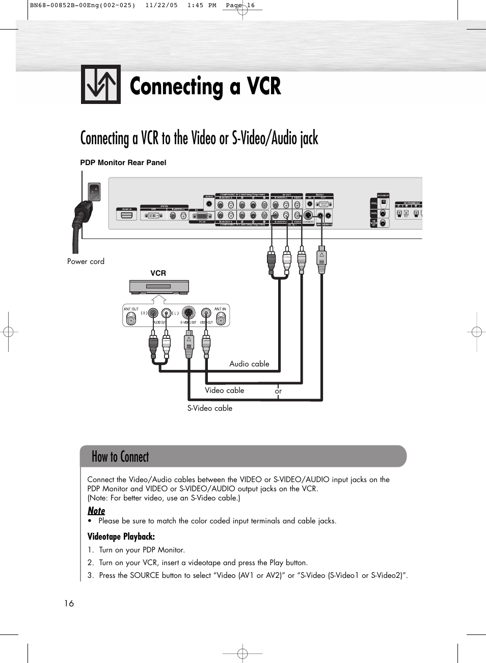 Connections, Connecting a vcr, How to connect | Samsung HPR8082X-XAA User Manual | Page 16 / 92