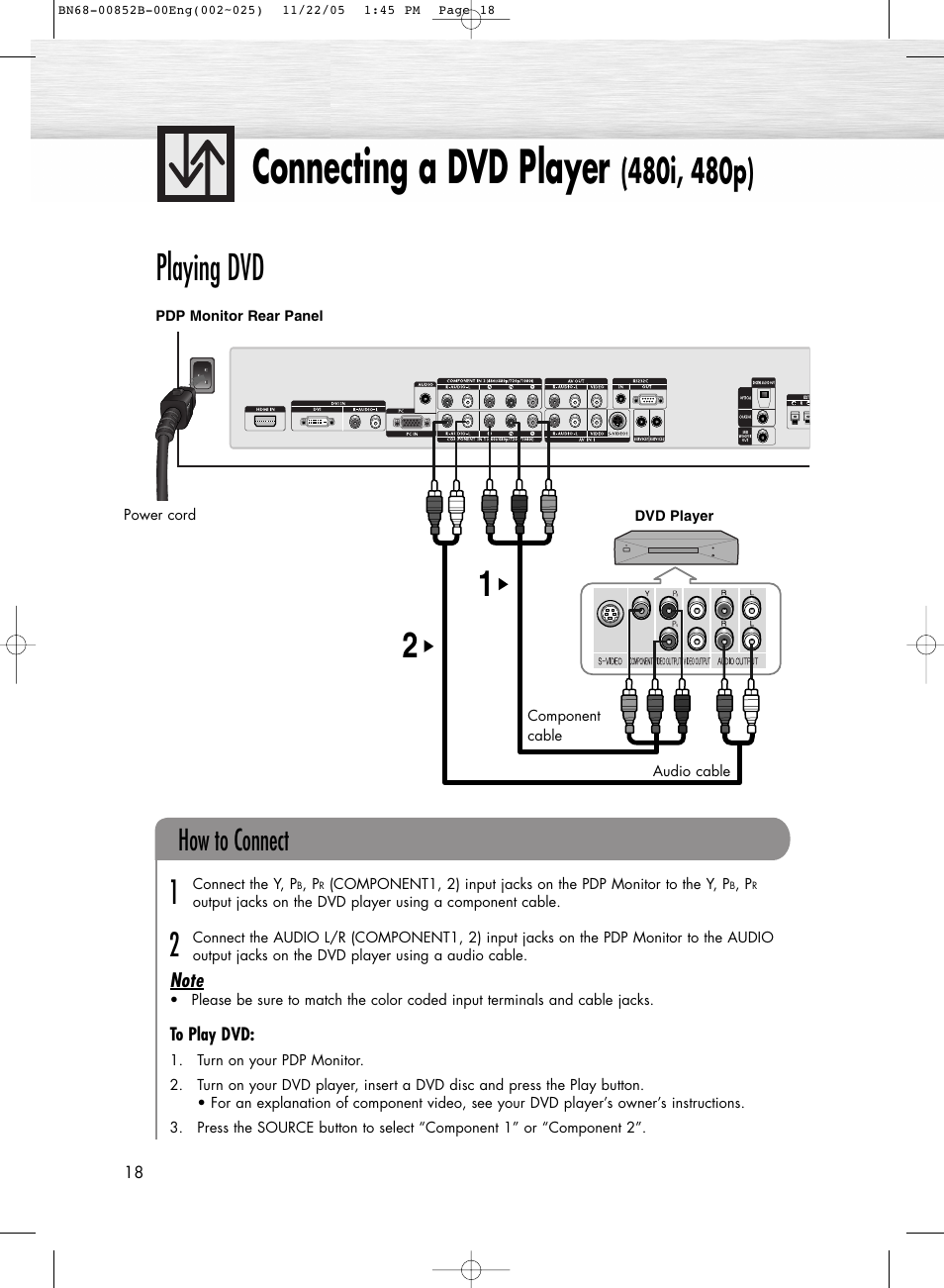 Connecting a dvd player, Playing dvd, How to connect | Samsung HPR8082X-XAA User Manual | Page 18 / 92