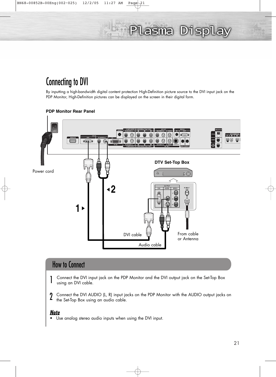 Connecting to dvi, How to connect | Samsung HPR8082X-XAA User Manual | Page 21 / 92