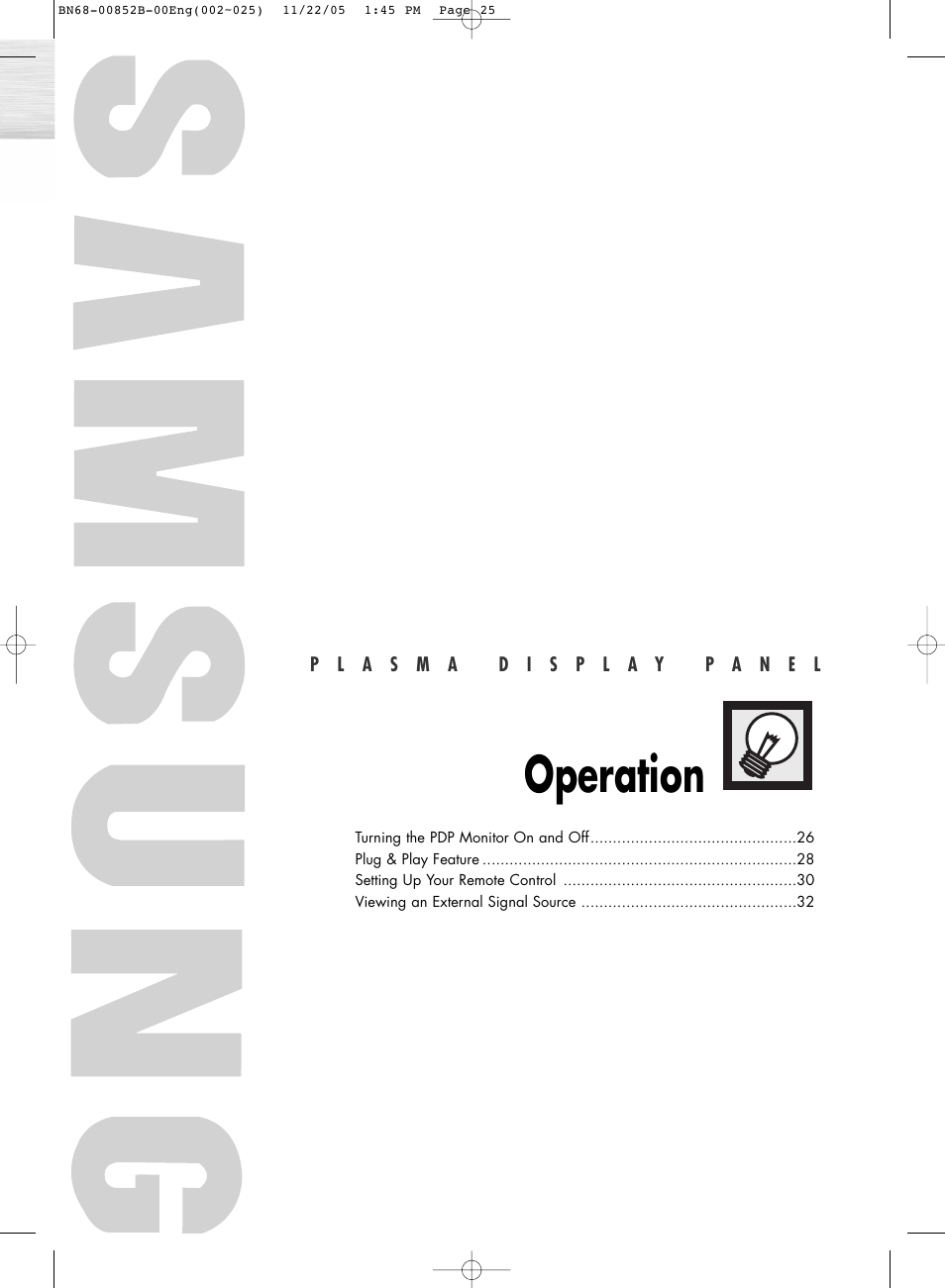 Operation | Samsung HPR8082X-XAA User Manual | Page 25 / 92