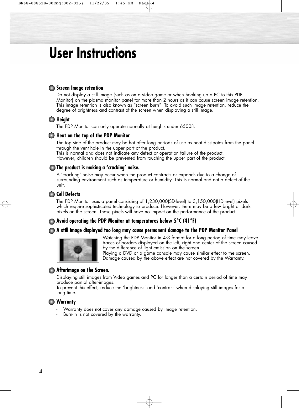 User instructions | Samsung HPR8082X-XAA User Manual | Page 4 / 92