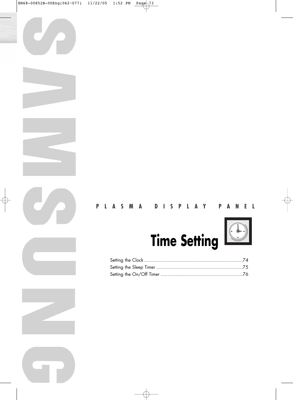 Time setting | Samsung HPR8082X-XAA User Manual | Page 73 / 92