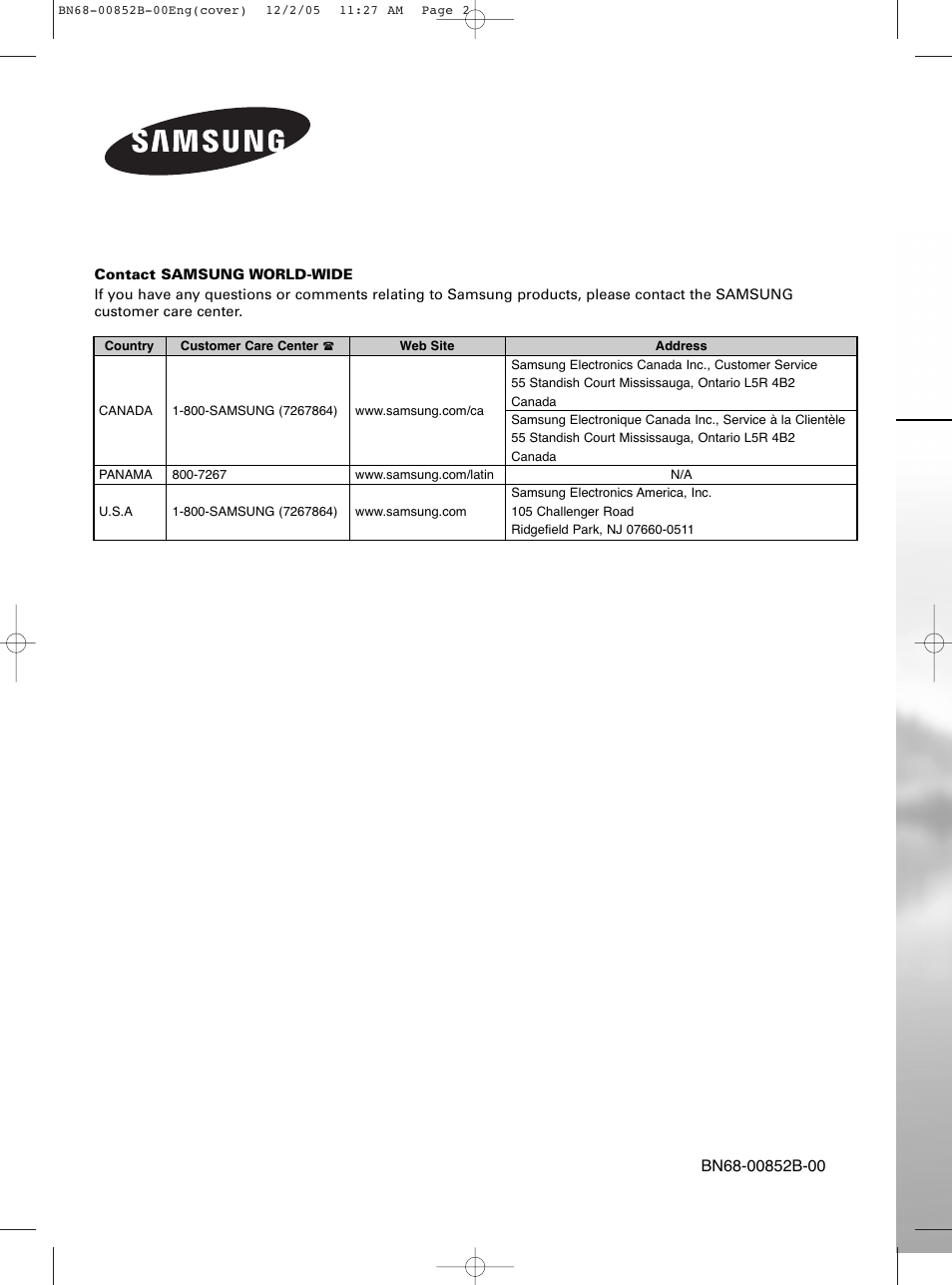 Samsung HPR8082X-XAA User Manual | Page 92 / 92