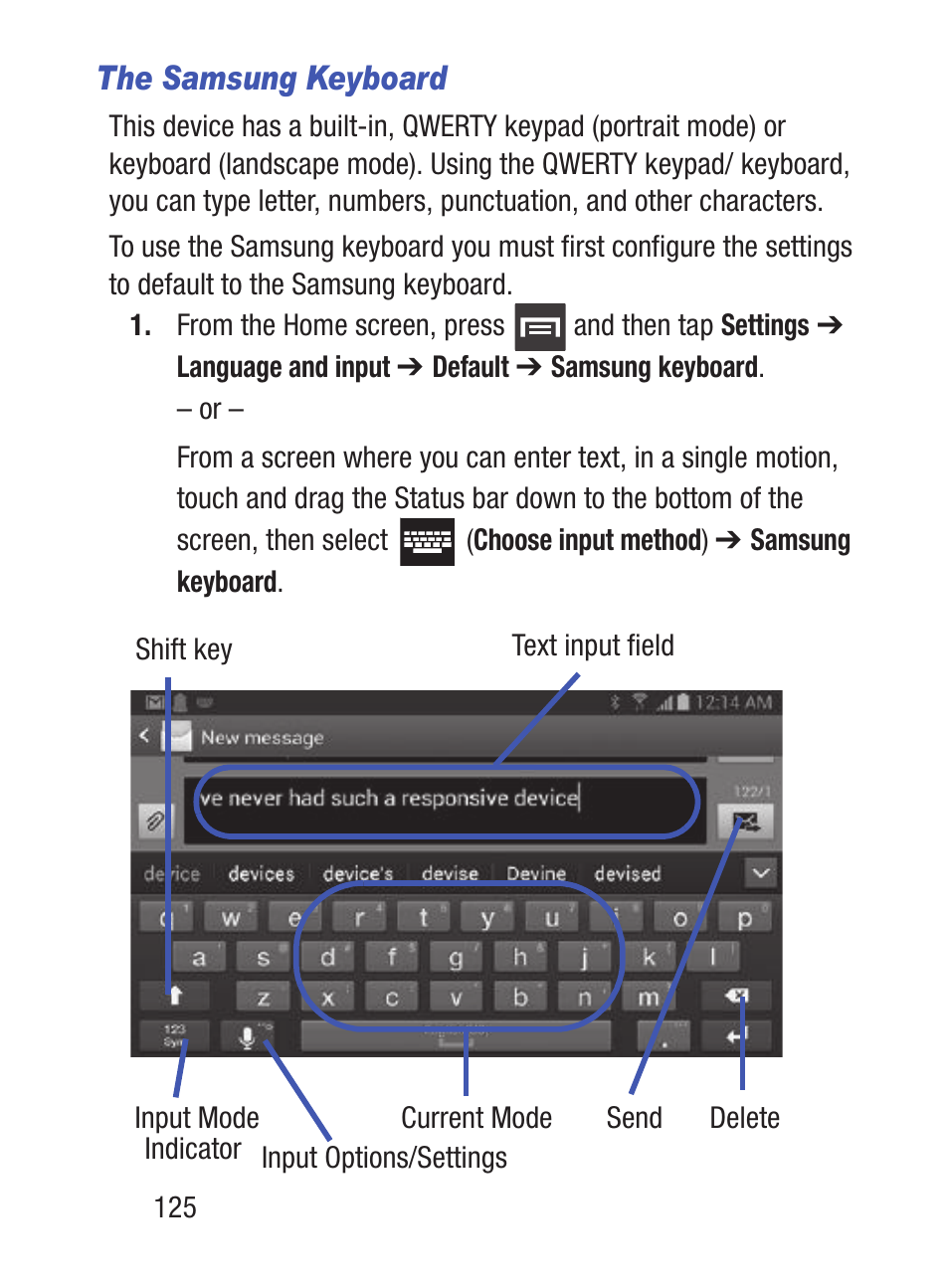 The samsung keyboard | Samsung SCH-S960RWBTFN User Manual | Page 130 / 513