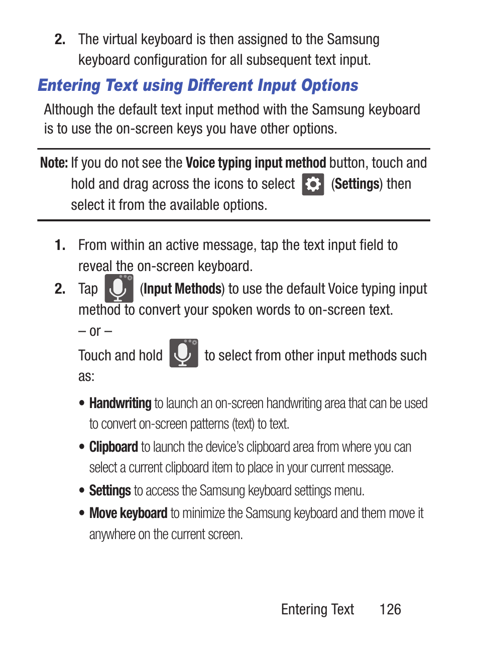 Entering text using different input options | Samsung SCH-S960RWBTFN User Manual | Page 131 / 513