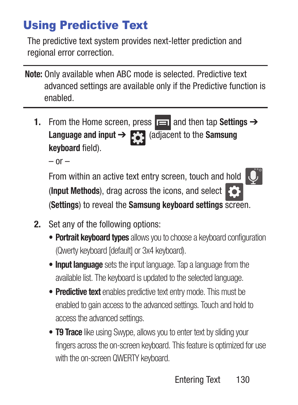Using predictive text | Samsung SCH-S960RWBTFN User Manual | Page 135 / 513