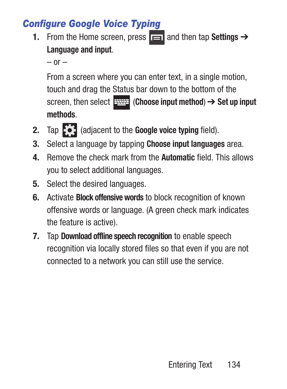 Configure google voice typing | Samsung SCH-S960RWBTFN User Manual | Page 139 / 513