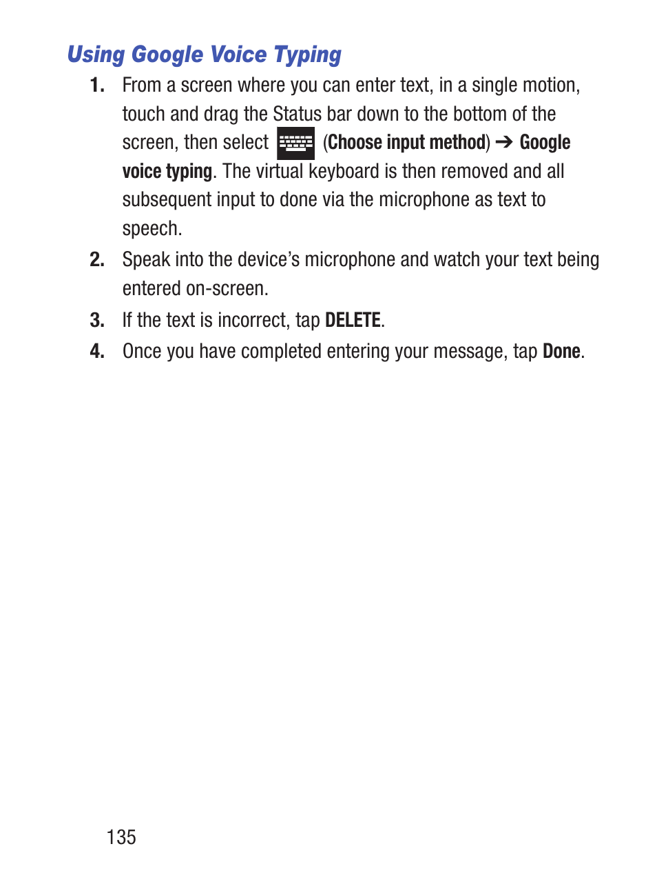 Using google voice typing | Samsung SCH-S960RWBTFN User Manual | Page 140 / 513