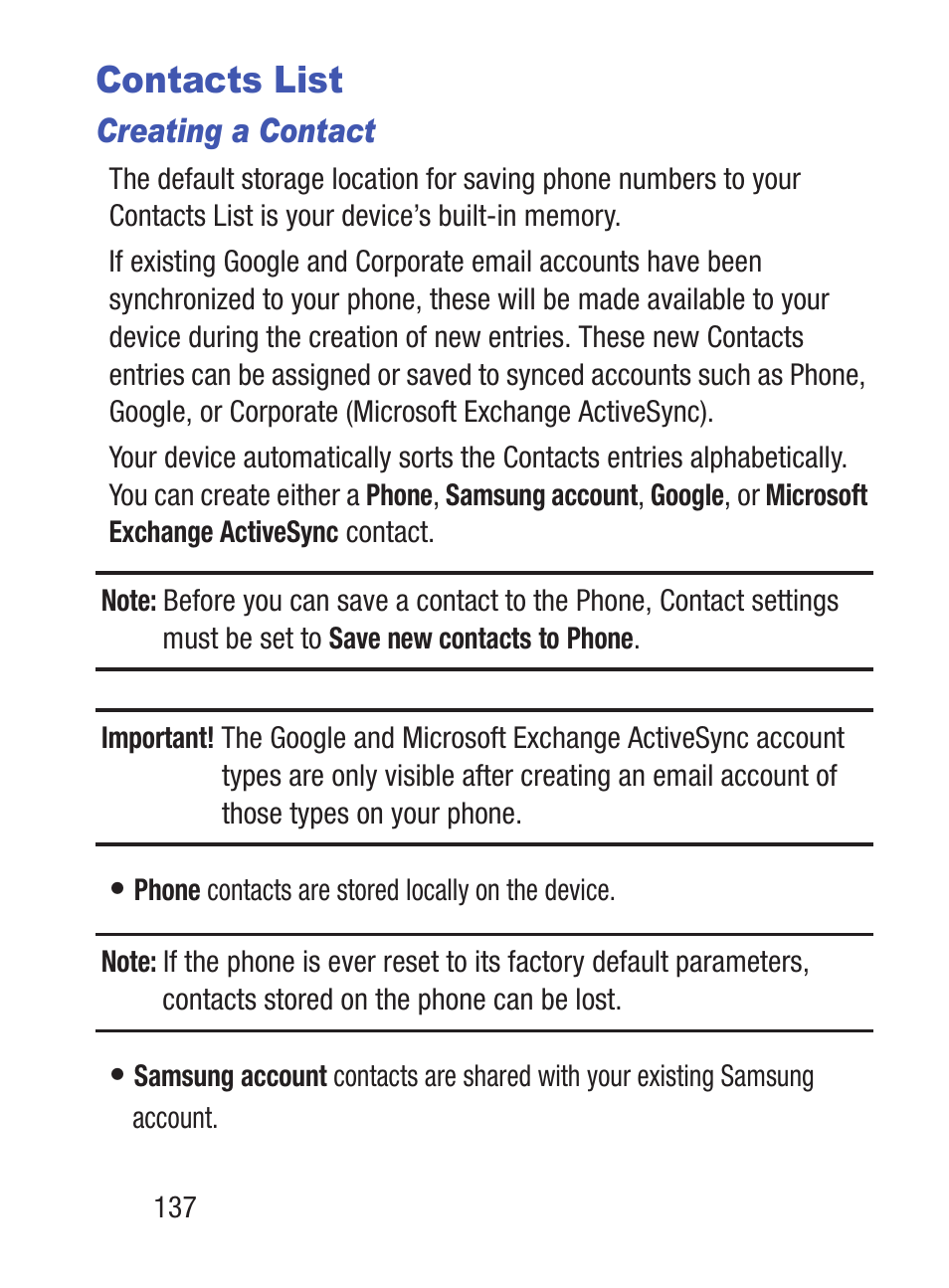 Contacts list | Samsung SCH-S960RWBTFN User Manual | Page 142 / 513