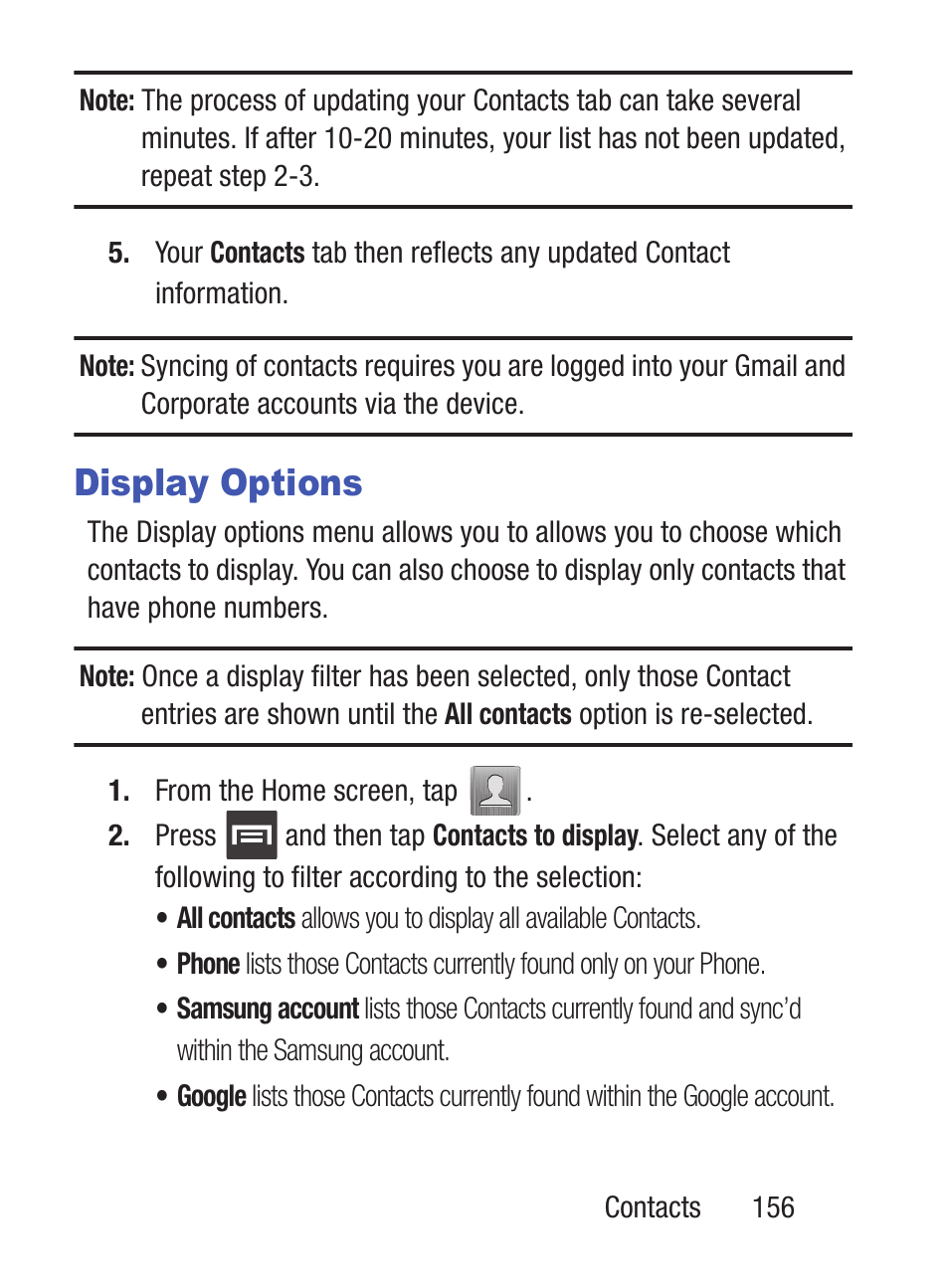 Display options | Samsung SCH-S960RWBTFN User Manual | Page 161 / 513