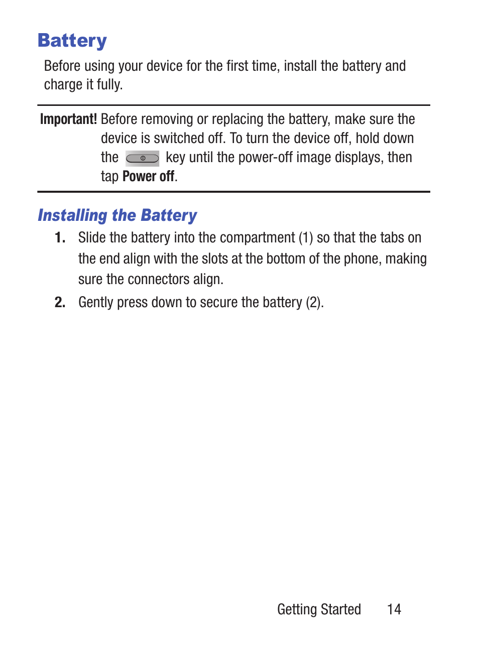 Battery | Samsung SCH-S960RWBTFN User Manual | Page 19 / 513