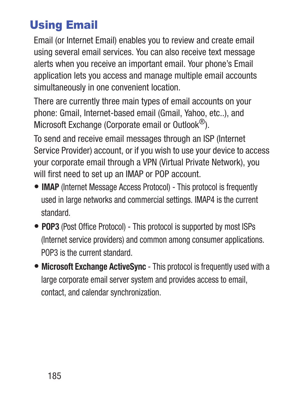 Using email | Samsung SCH-S960RWBTFN User Manual | Page 190 / 513