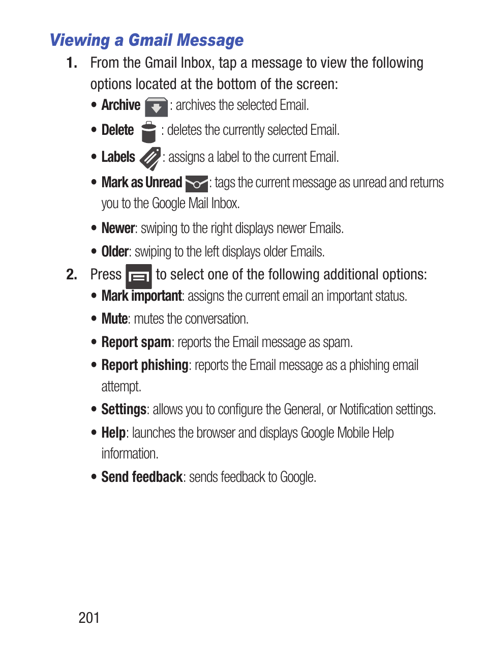 Viewing a gmail message | Samsung SCH-S960RWBTFN User Manual | Page 206 / 513