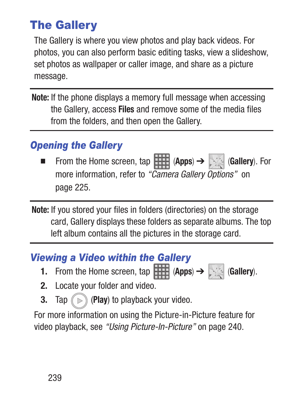 The gallery | Samsung SCH-S960RWBTFN User Manual | Page 244 / 513