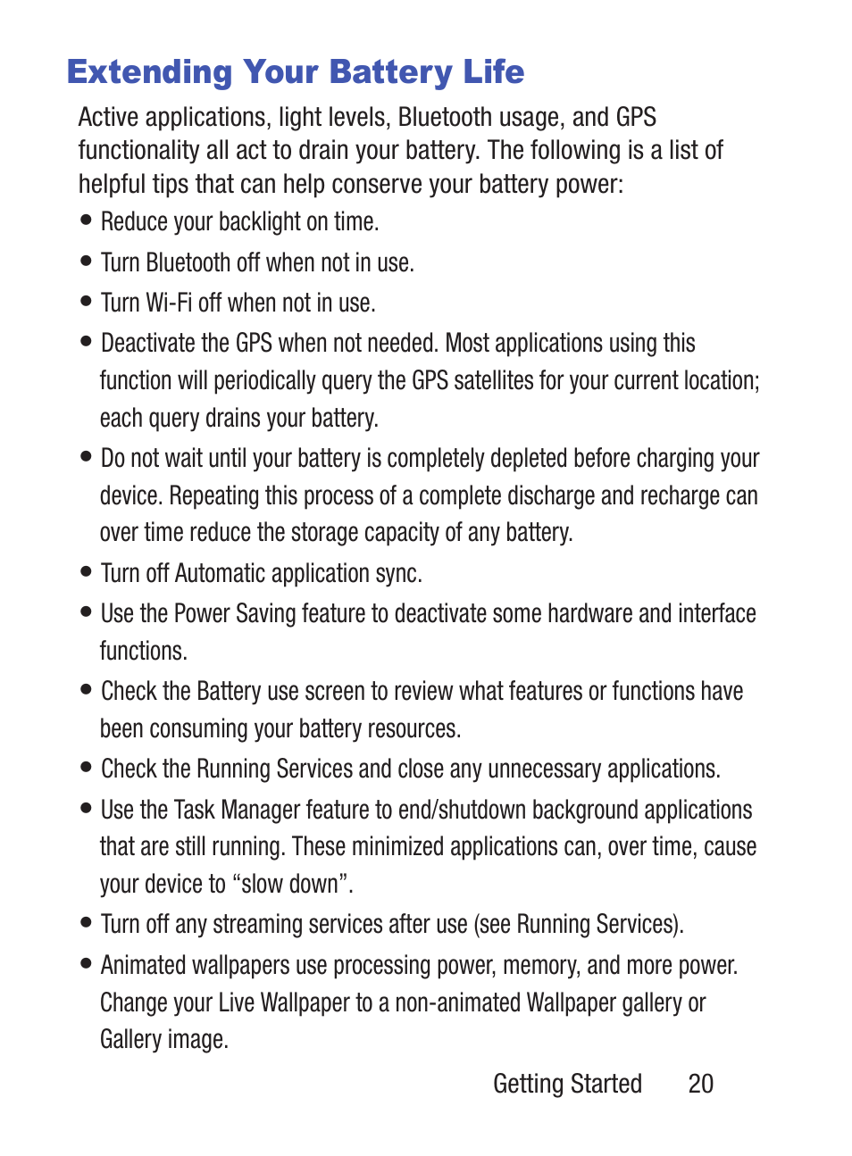 Extending your battery life | Samsung SCH-S960RWBTFN User Manual | Page 25 / 513