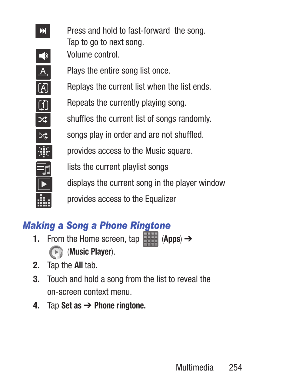 Making a song a phone ringtone | Samsung SCH-S960RWBTFN User Manual | Page 259 / 513