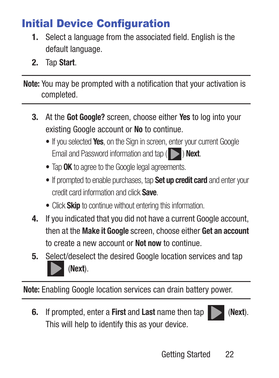 Initial device configuration | Samsung SCH-S960RWBTFN User Manual | Page 27 / 513