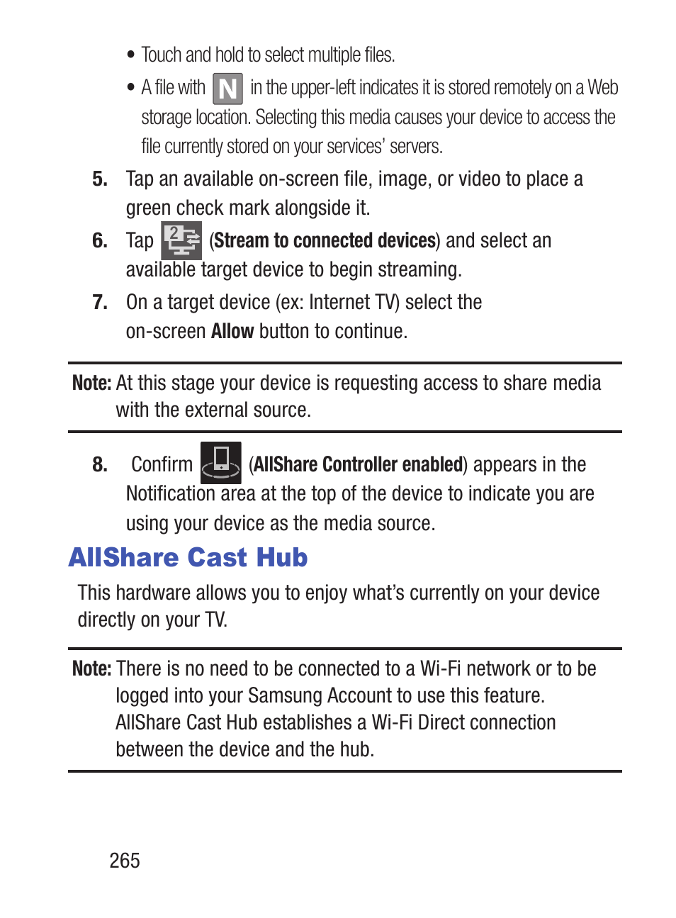 Allshare cast hub | Samsung SCH-S960RWBTFN User Manual | Page 270 / 513