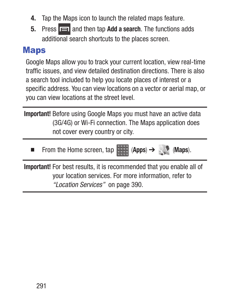 Maps | Samsung SCH-S960RWBTFN User Manual | Page 296 / 513