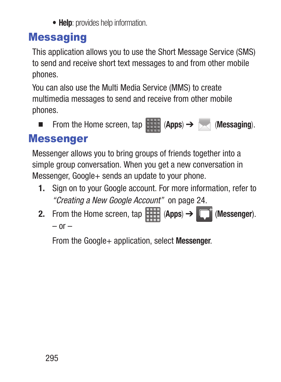 Messaging, Messenger | Samsung SCH-S960RWBTFN User Manual | Page 300 / 513