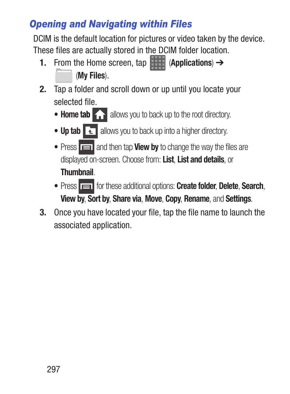 Opening and navigating within files | Samsung SCH-S960RWBTFN User Manual | Page 302 / 513