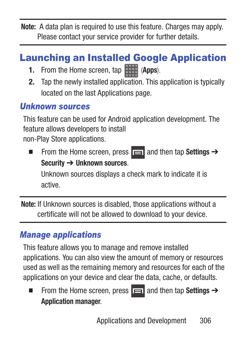 Launching an installed google application | Samsung SCH-S960RWBTFN User Manual | Page 311 / 513